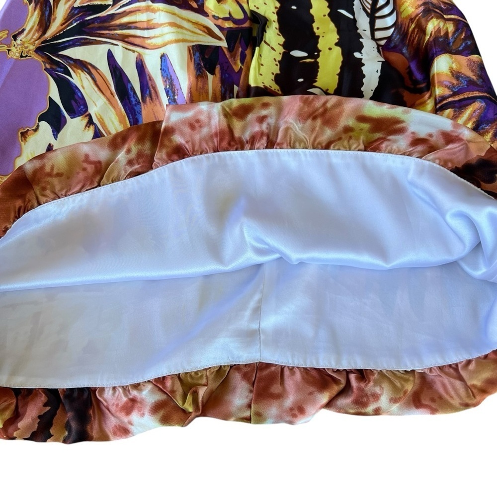 Vintage 90s Cache Silk Strapless Bubble Dress Tropical Floral Resort-wear Sz 2 - Picture 9 of 16